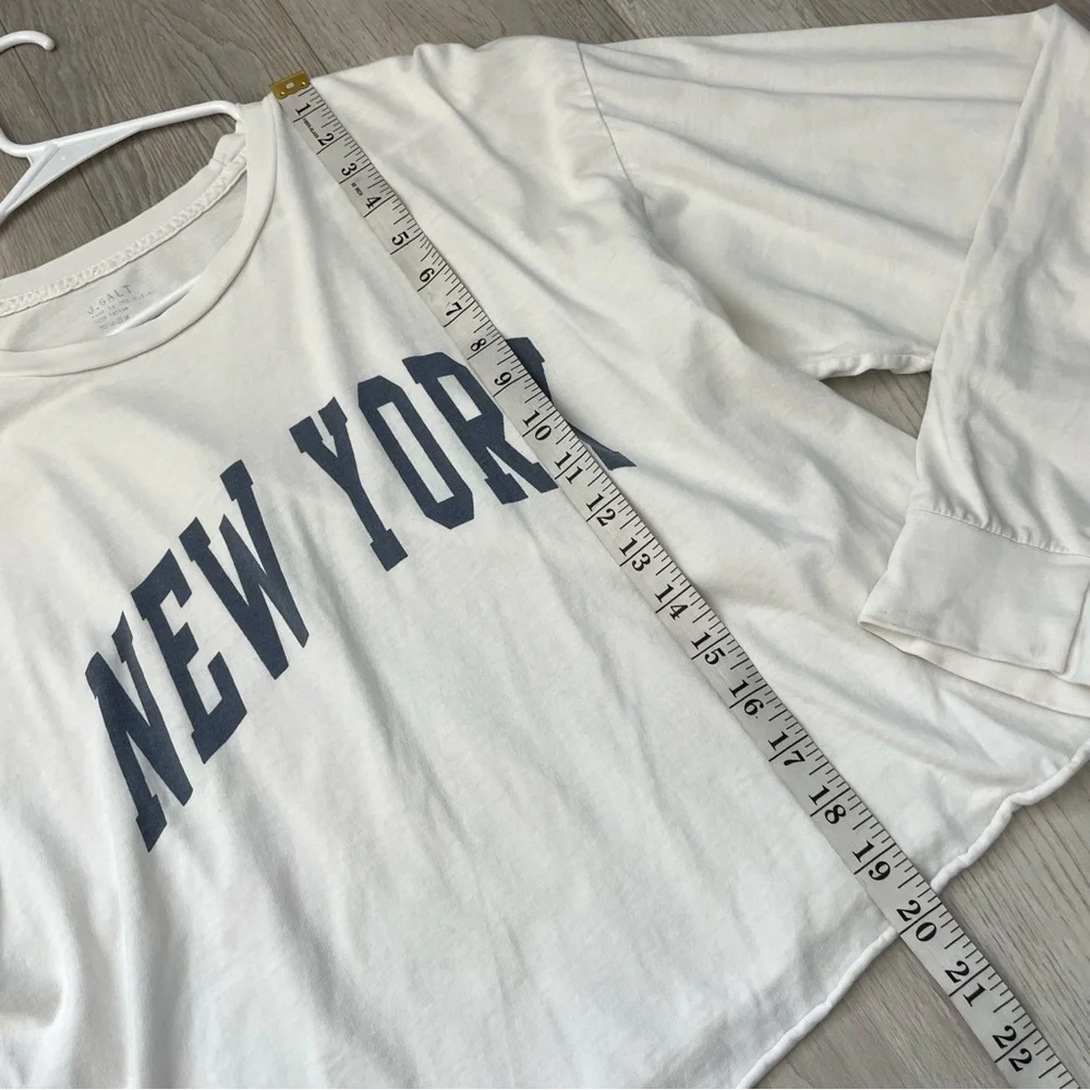 Brandy Melville Tshirt new york long sleeve crop oversized womens White one size - Picture 6 of 7